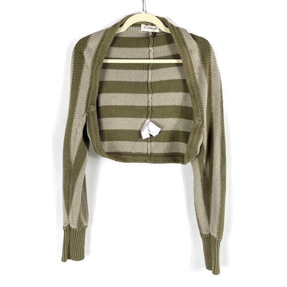 Nicholas Alcina Shrug Knit Cardigan Sweater Green Stripe Long Sleeve Sz M‎ - Picture 1 of 10